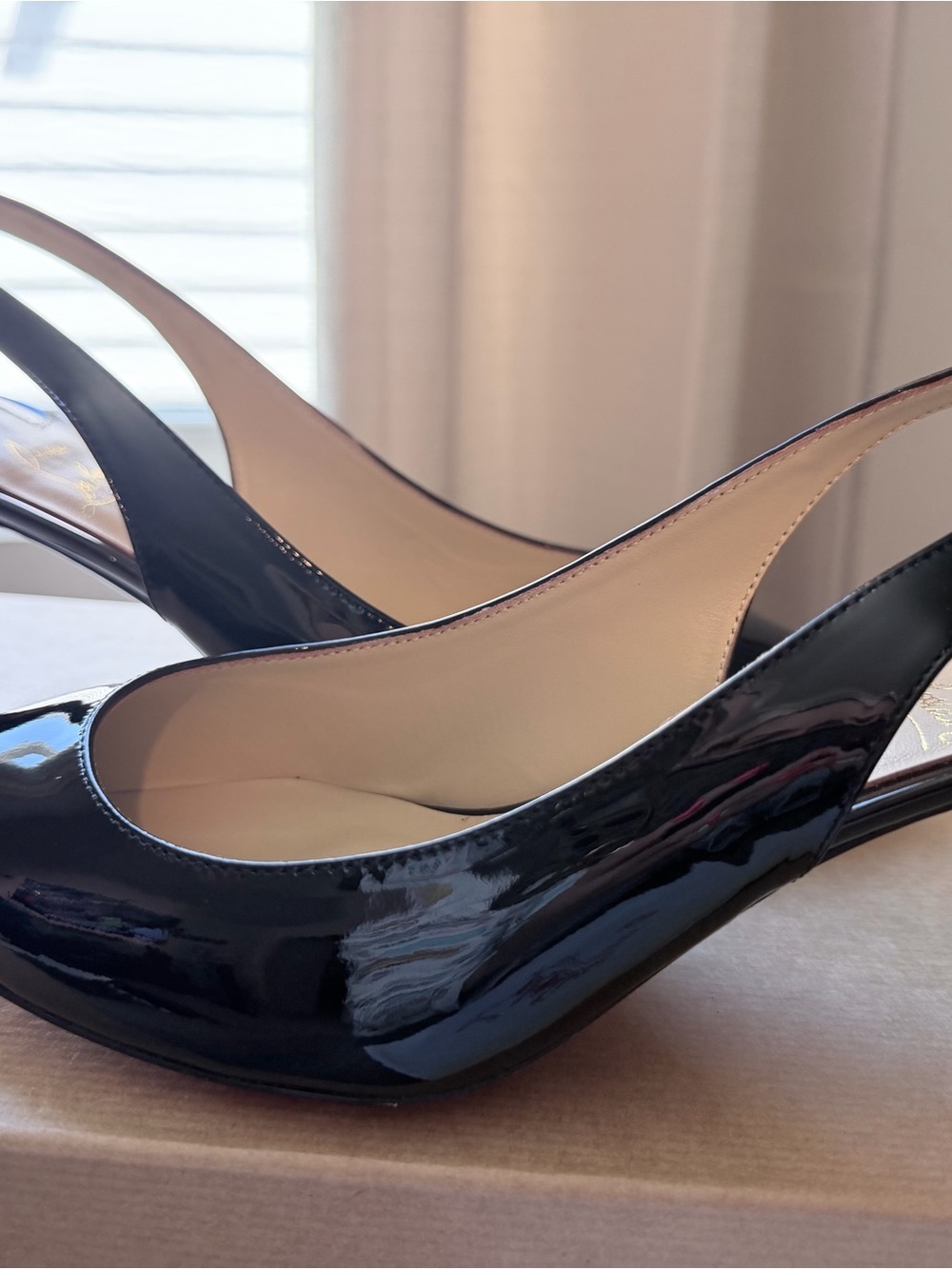 Christian Louboutin Black Patent Leather Pointed Slingback Red bottoms Pumps - Picture 11 of 15